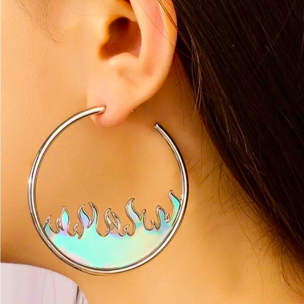 Chrome Flame - Hoop Earrings 🔥